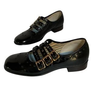 Vintage Missy Mates Steel Arch Black Patent Leather Mary Jane Shoes  Retro